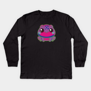 Bi Pride Frog | Cute Design with Bisexual Flag Colors Kids Long Sleeve T-Shirt